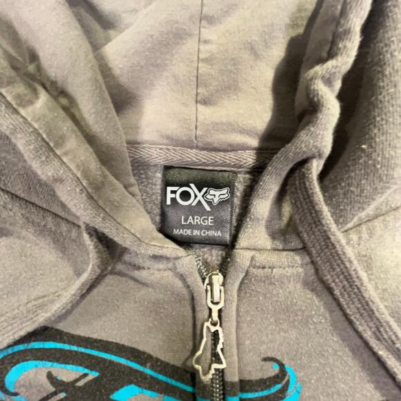 Fox Racer Fox‎ Riders Company Hoodie Women's L Gray VTG Y2K 90's Motorcross - Picture 3 of 8